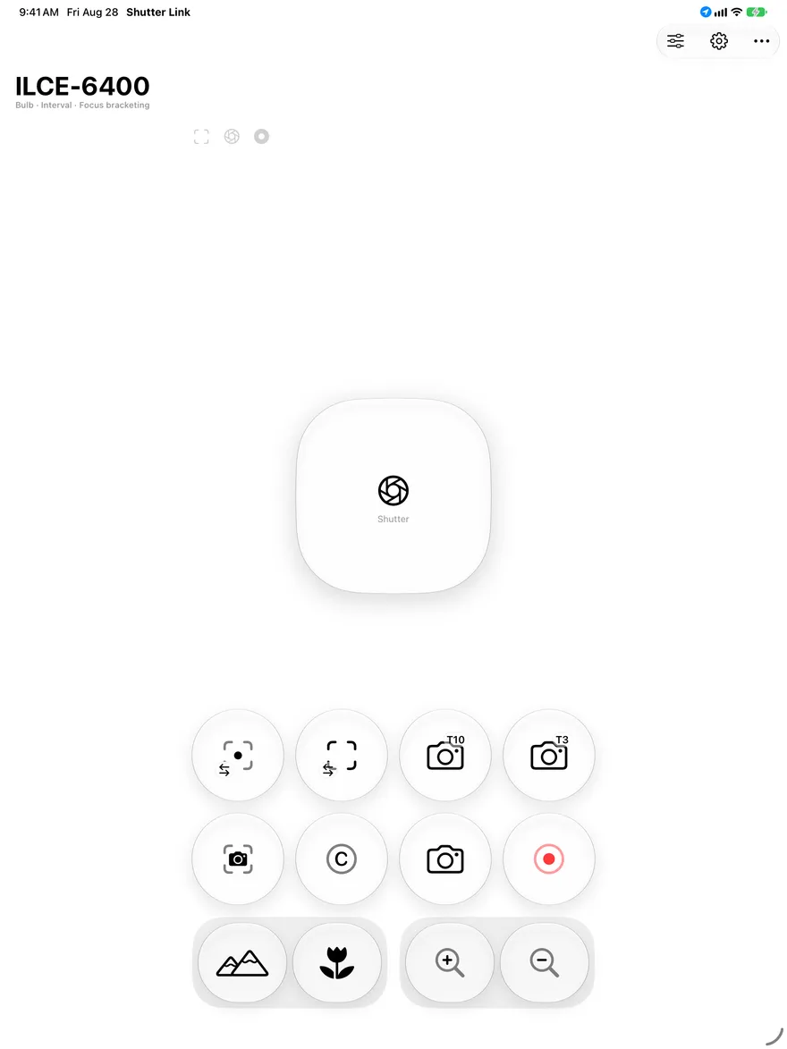 The Shutter Link remote laid out for iPad.